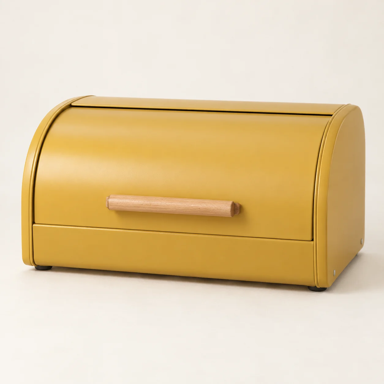 Countertop Bread Box in Mustard & Natural Wood