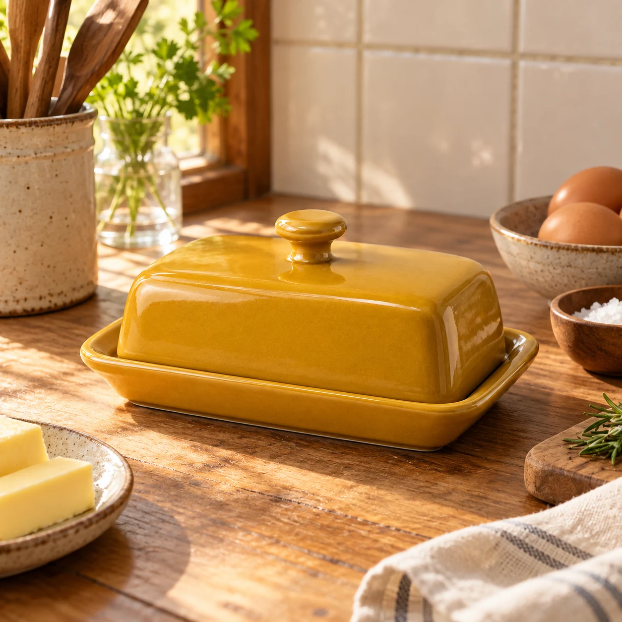 Breakfast Butter Dish in a home kitchen setting