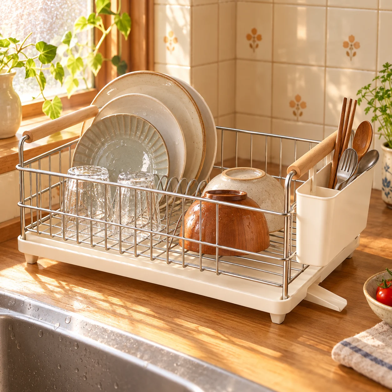 Countertop Dish Rack in a home kitchen setting