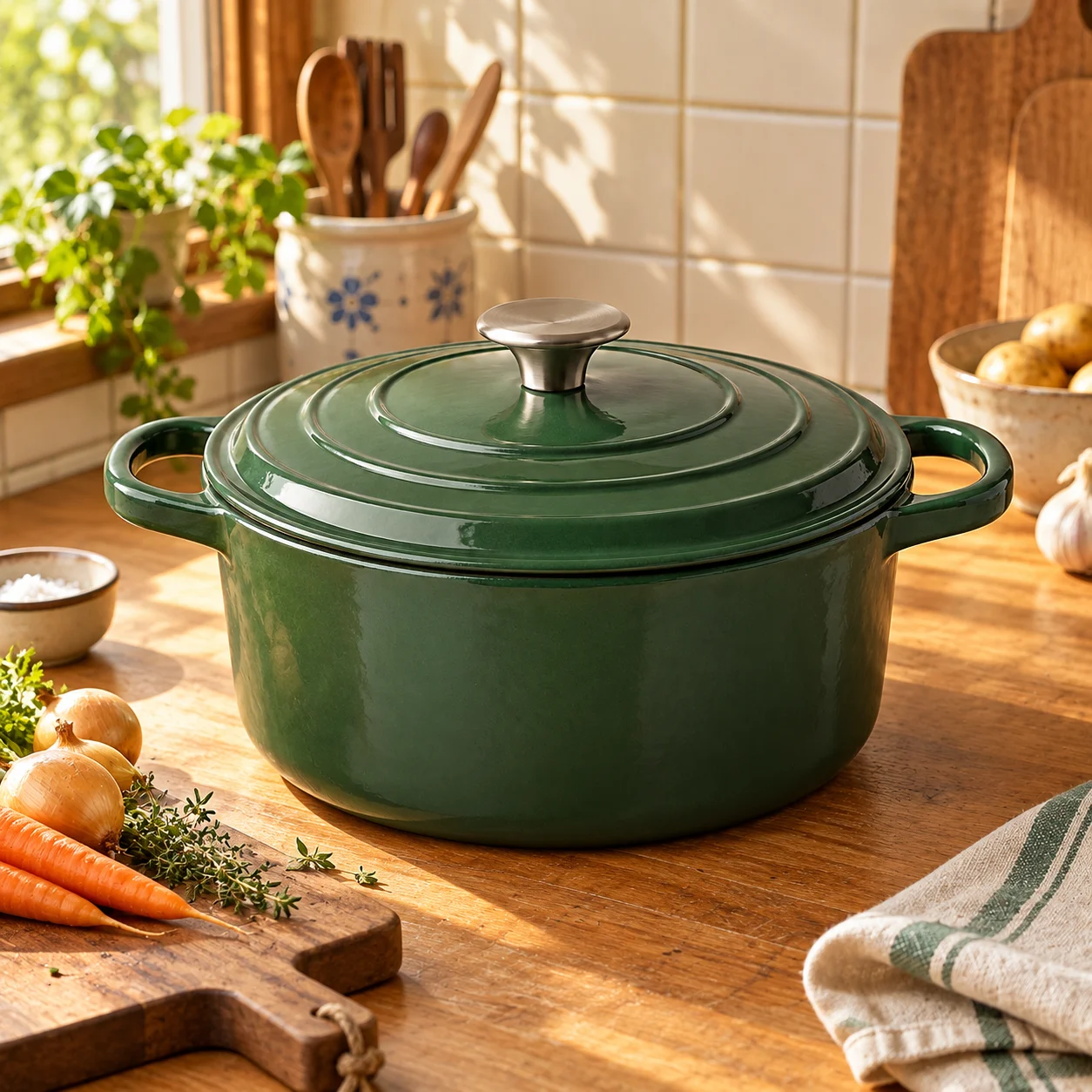 Slow Table Dutch Oven in a home kitchen setting