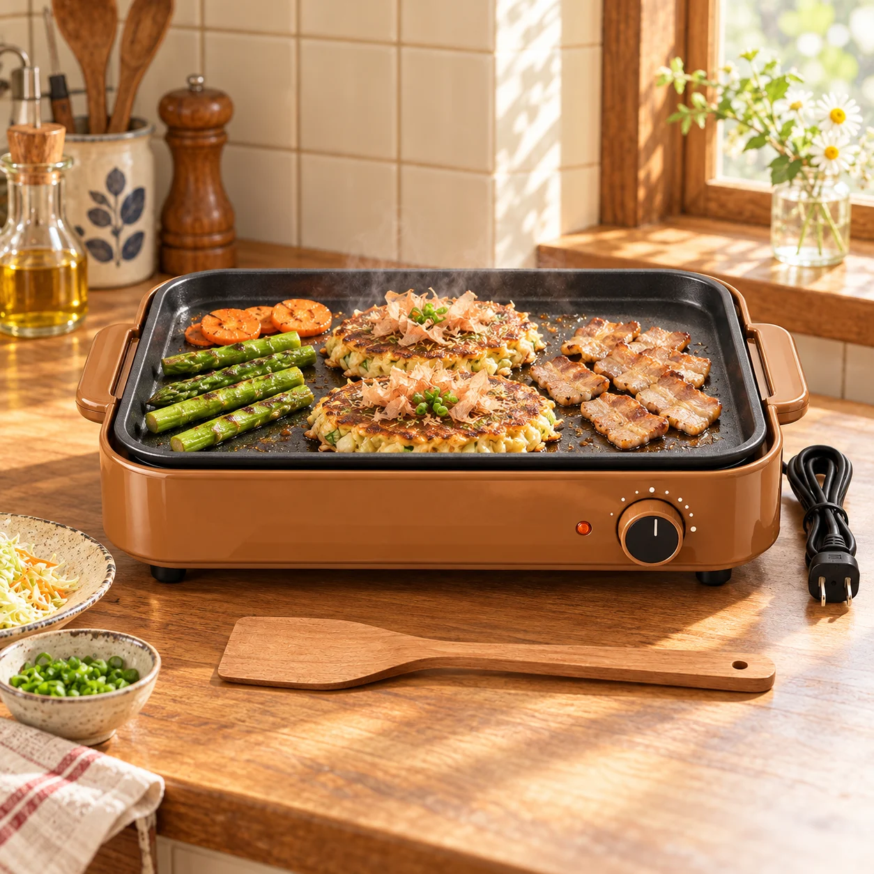 Tabletop Electric Griddle in a home kitchen setting