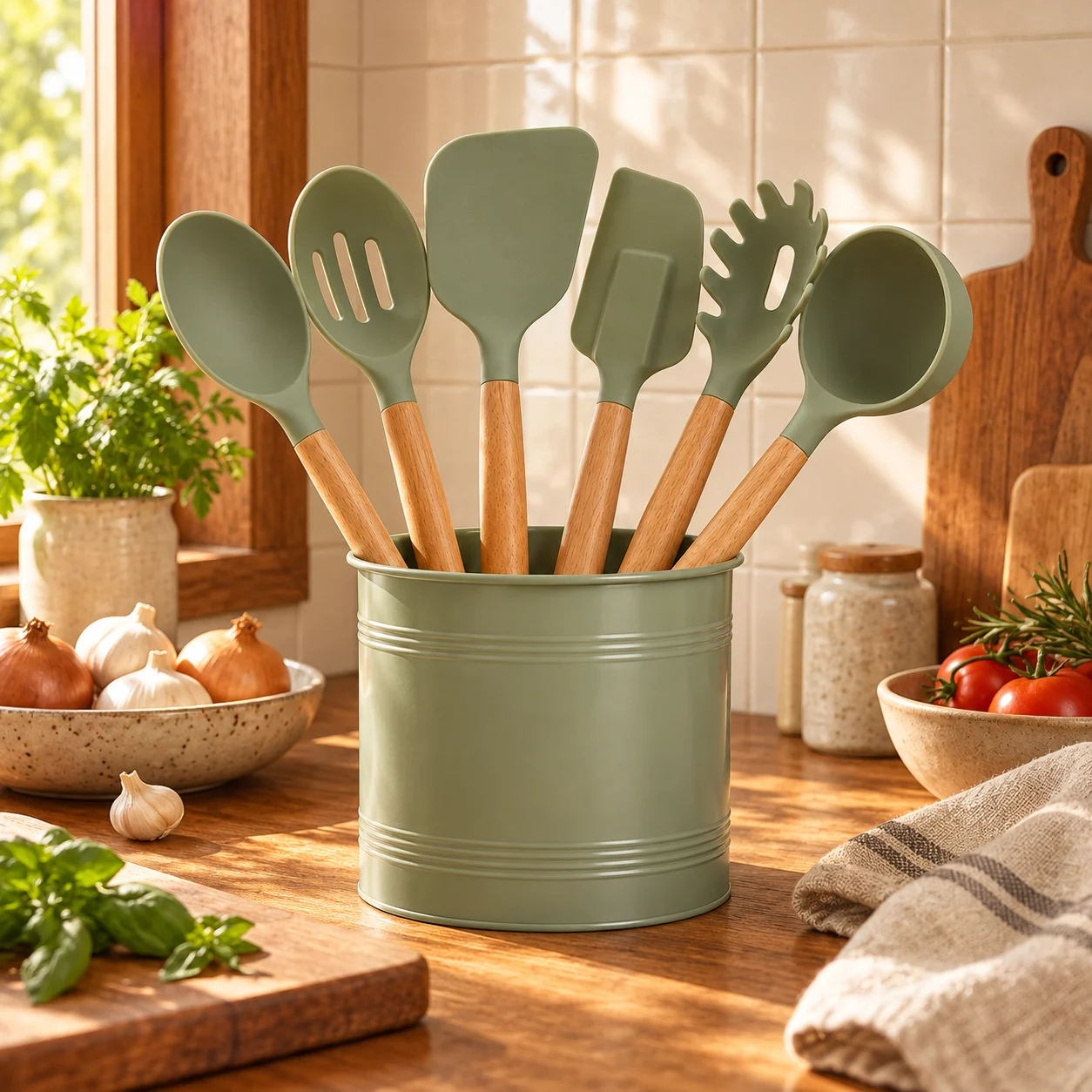 Countertop Utensil Set in a home kitchen setting