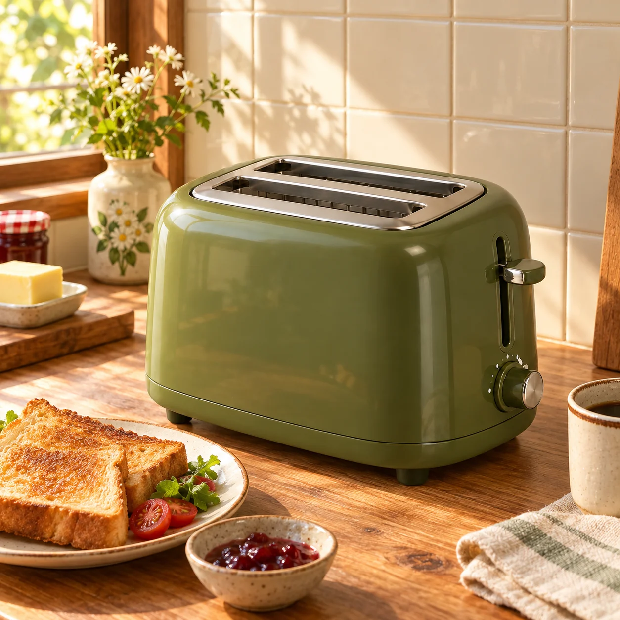 Thick Cut Wide-Slot Toaster in a home kitchen setting